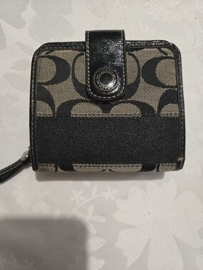 Coach Small Signature Canvas Wallet in Black and Gray